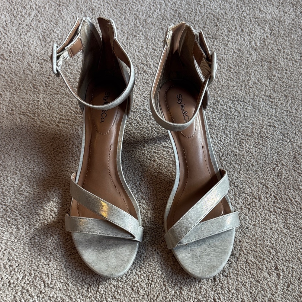 Silver Ankle-Strap Women's Sandals